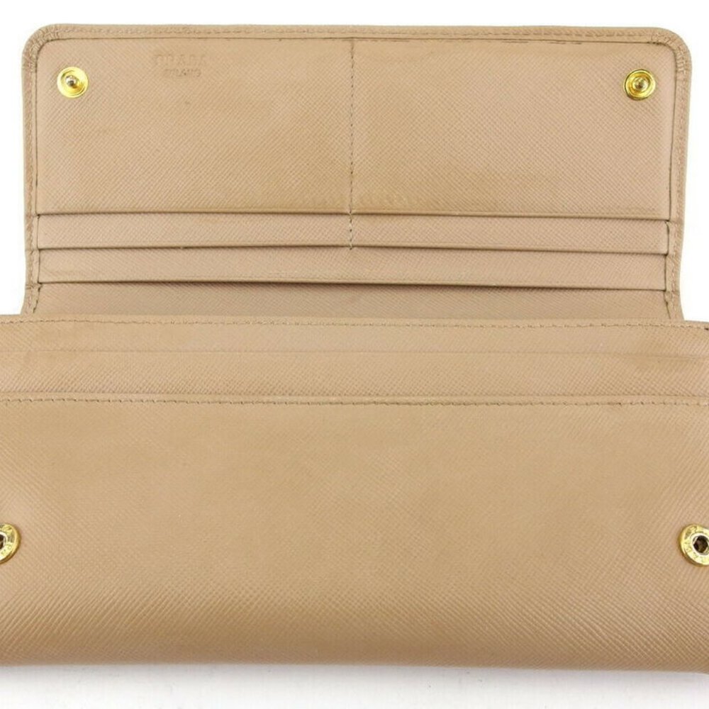 PRADA Purse Ribbon Motif Beige Leather Auth USED G152 - Picture 5 of 8